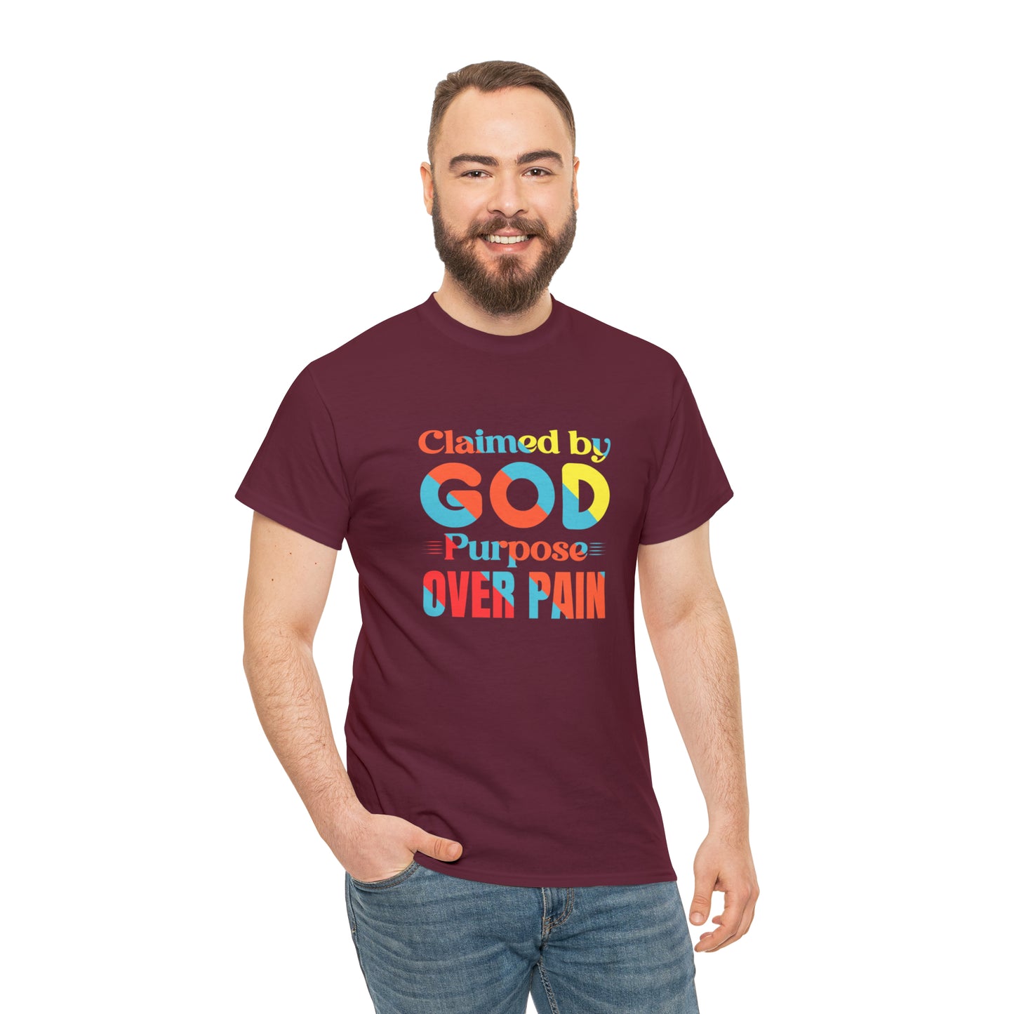 Claimed By God Purpose Over Pain Unisex Heavy Cotton Tee Printify