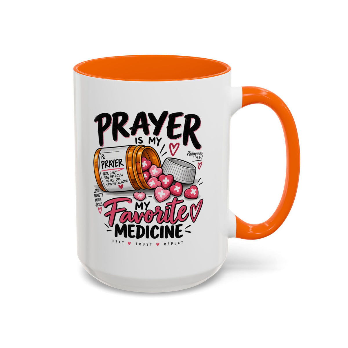 Prayer Is My Favorite Medicine Accent Coffee Mug – Inspirational Religious Gift
