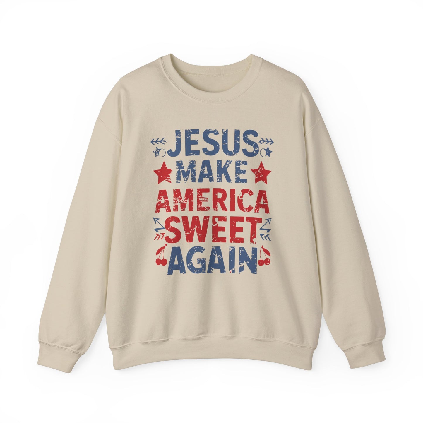 Jesus Make America Sweet Again Patriotic  Unisex Heavy Blend™ Crewneck Christian Sweatshirt