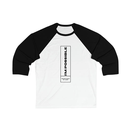 I'm Possible Redefined By God Christian Unisex 3\4 Sleeve Baseball Tee Printify