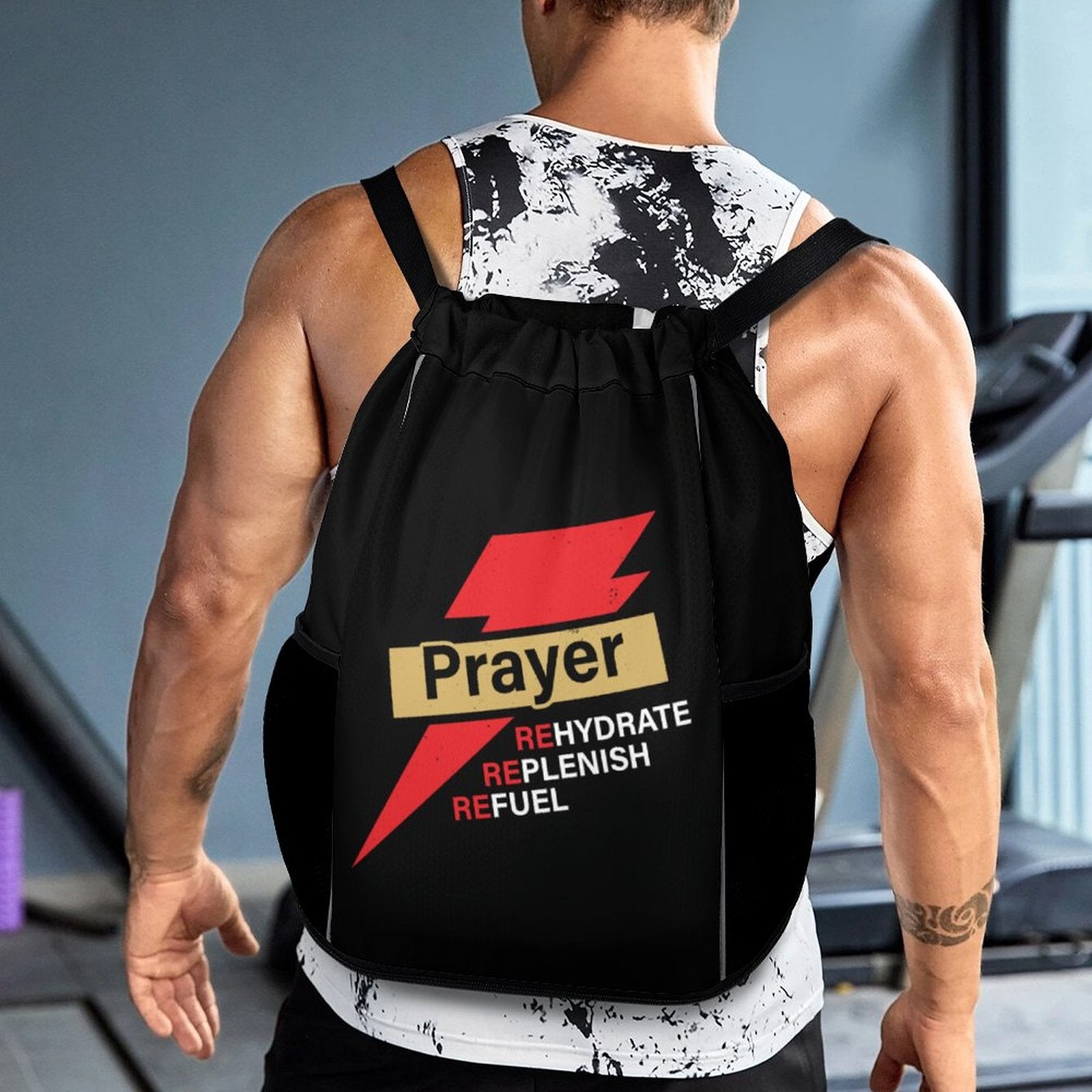 Prayer Rehydrate Replenish Refuel Christian Waffle Cloth Drawstring Bag SALE-Personal Design