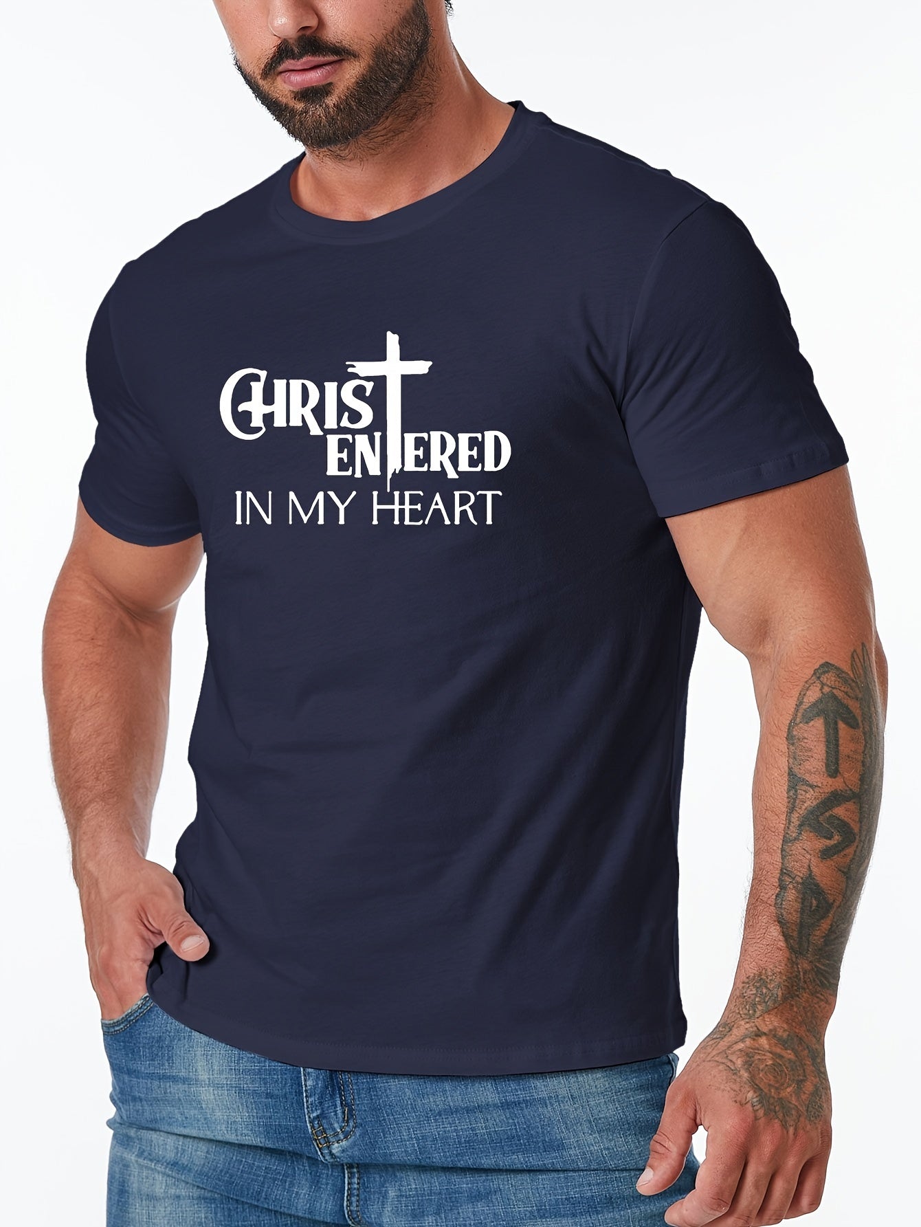 Christ Entered In My Heart Men's Christian T-shirt claimedbygoddesigns