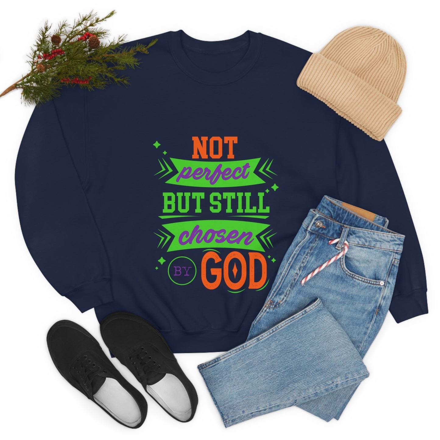 Not Perfect But Still Chosen By God Unisex Heavy Blend™ Crewneck Sweatshirt