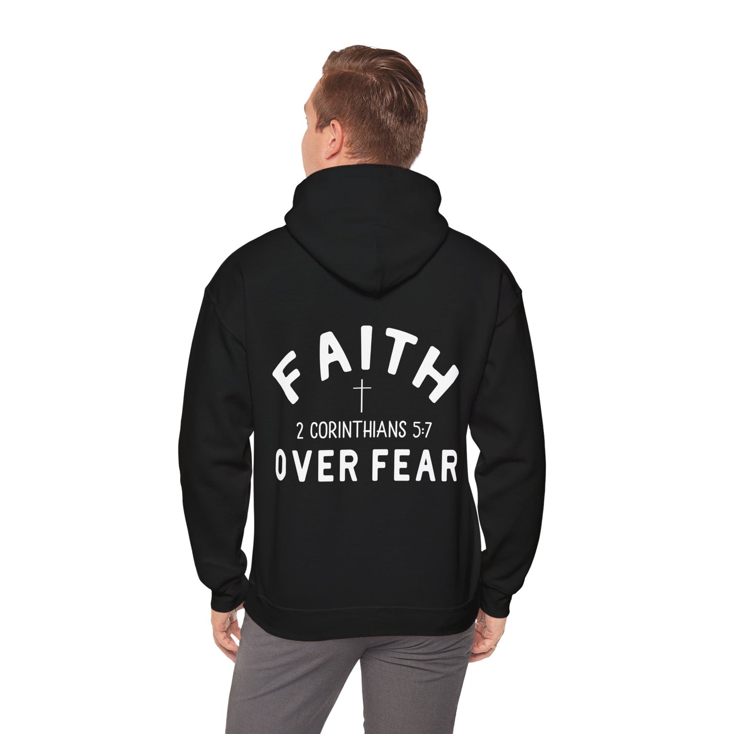 Faith Over Fear 3 Crosses  Unisex Christian Hooded Pullover Sweatshirt