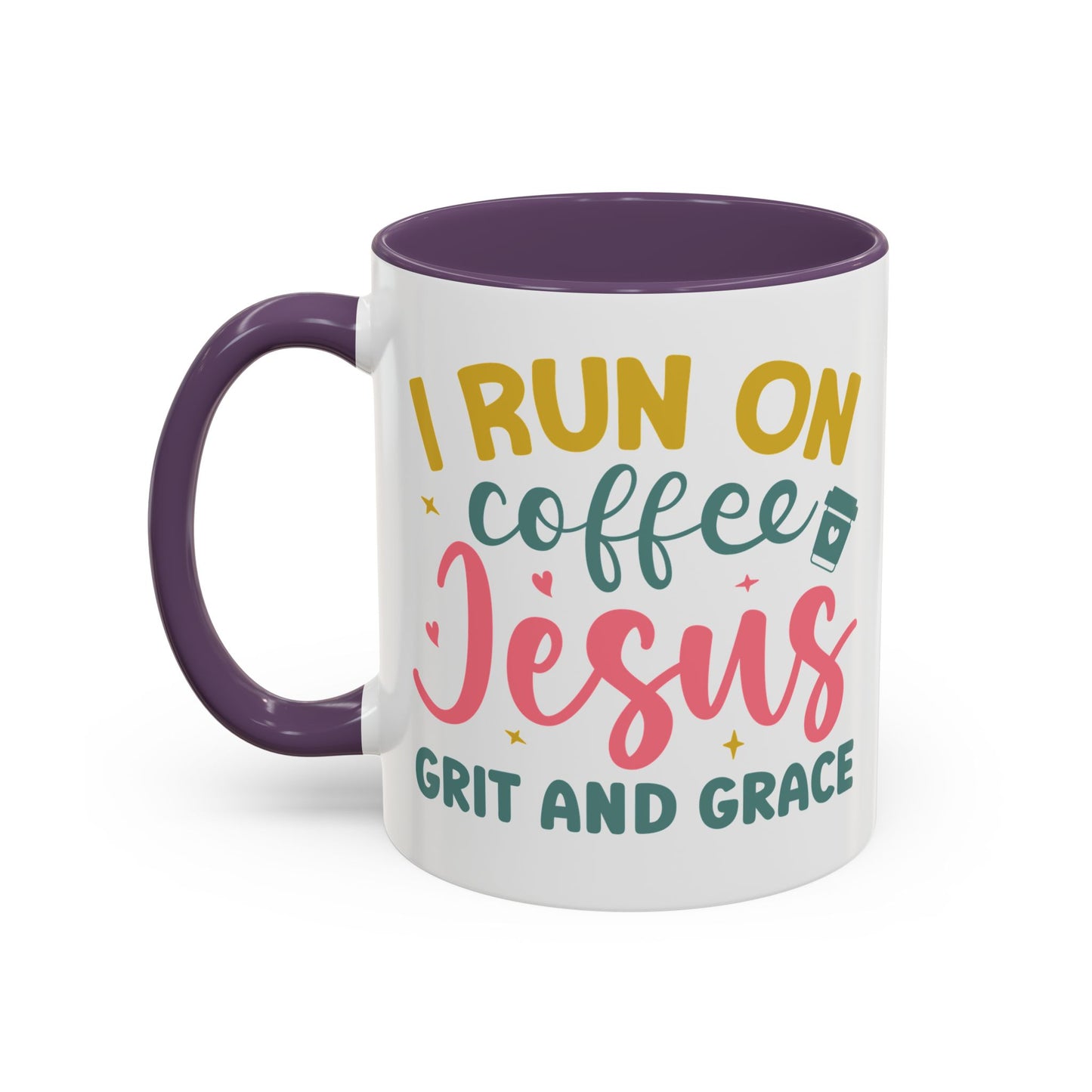 Inspirational Coffee Accent Mug - "I Run on Coffee & " - Perfect Gift for Faith & Coffee Lovers