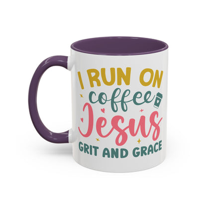 Inspirational Coffee Accent Mug - "I Run on Coffee & " - Perfect Gift for Faith & Coffee Lovers