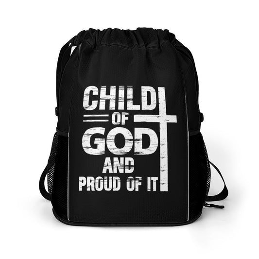 Child Of God And Proud Of It Christian Waffle Cloth Drawstring Bag SALE-Personal Design