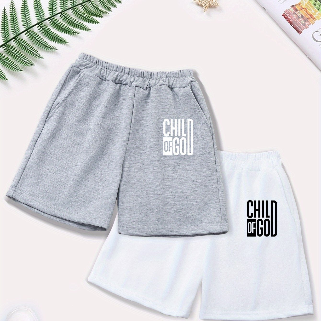 Child Of God 2pcs Youth Christian Shorts claimedbygoddesigns