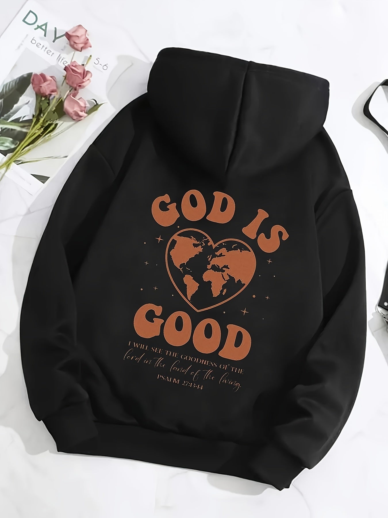 Psalm 27:13-14 God Is Good Women's Christian Pullover Hooded Sweatshirt claimedbygoddesigns