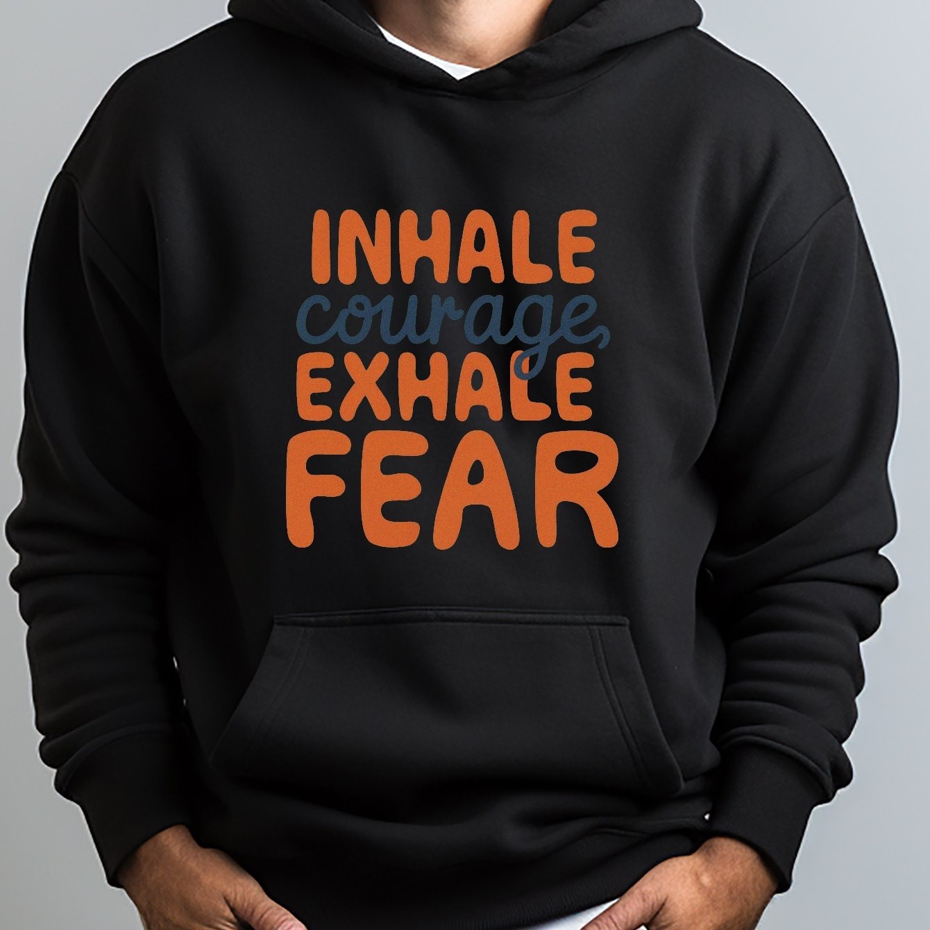 Inhale Courage Exhale Fear Men's Christian Pullover Hooded Sweatshirt claimedbygoddesigns