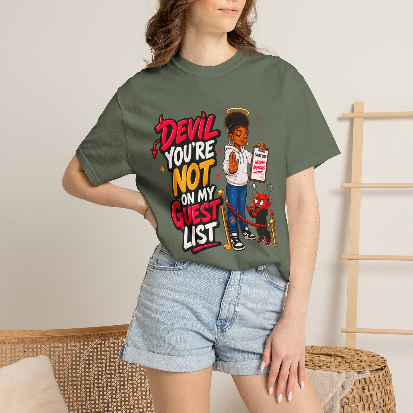 Devil You're Not On My Guest List T-Shirt - ClaimedbyGodDesigns