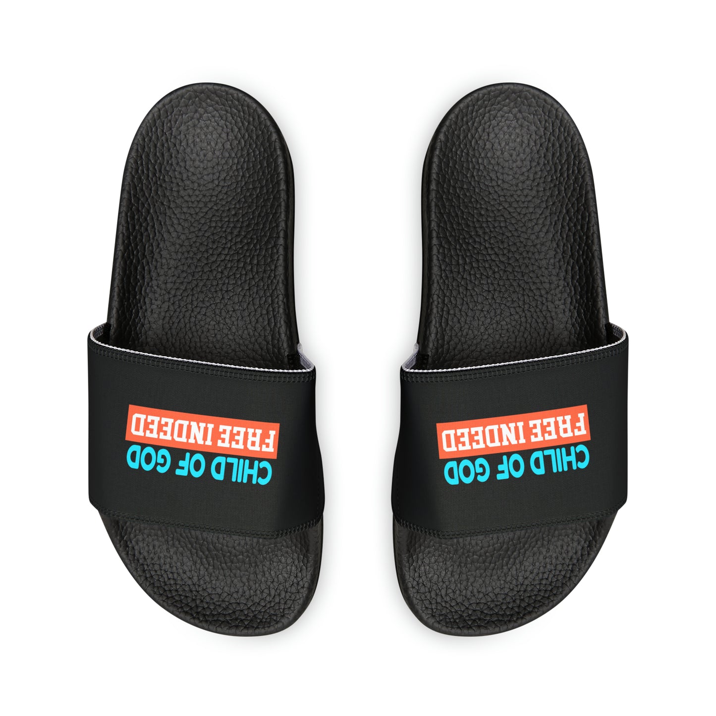 Child Of God Free Indeed Women's PU Christian Slide Sandals Printify