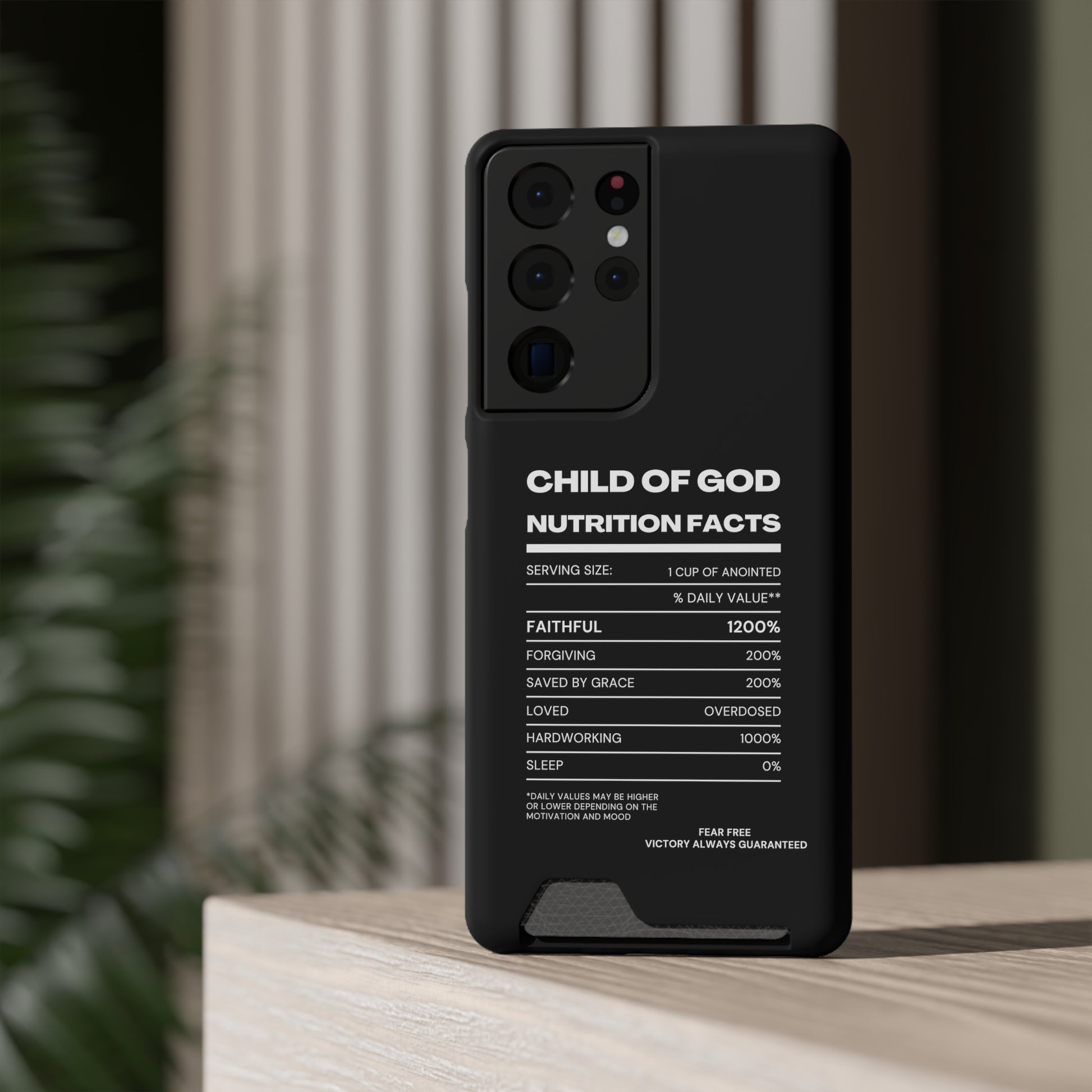 Child Of God Nutrition Facts Christian Phone Case With Card Holder Printify