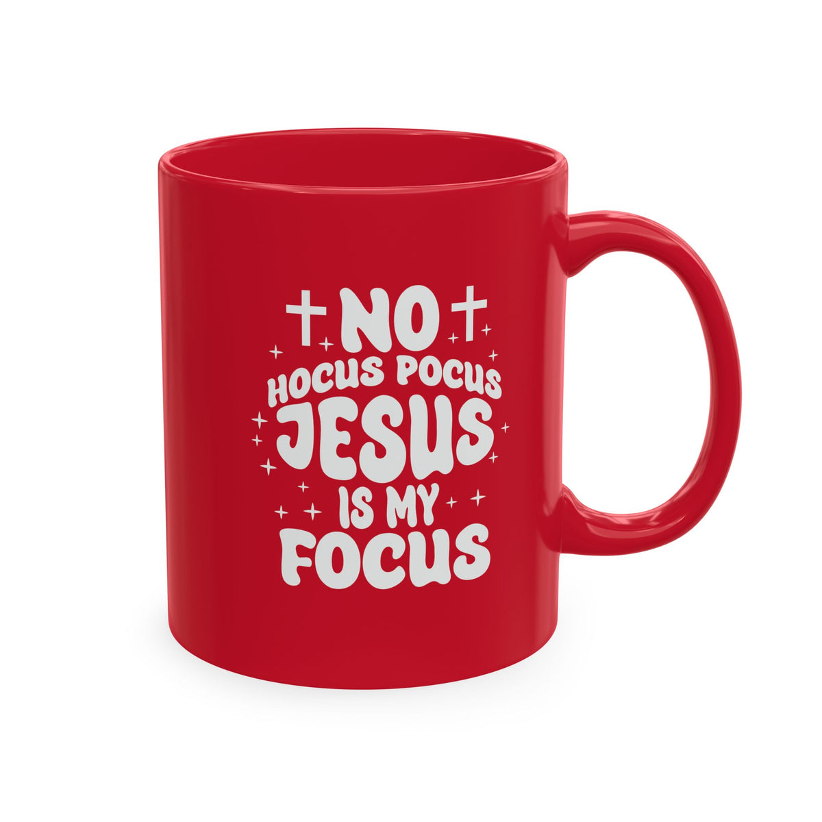 Halloween Mug - "No Hocus Pocus, Jesus Is My Focus" Christian Ceramic Coffee Cup