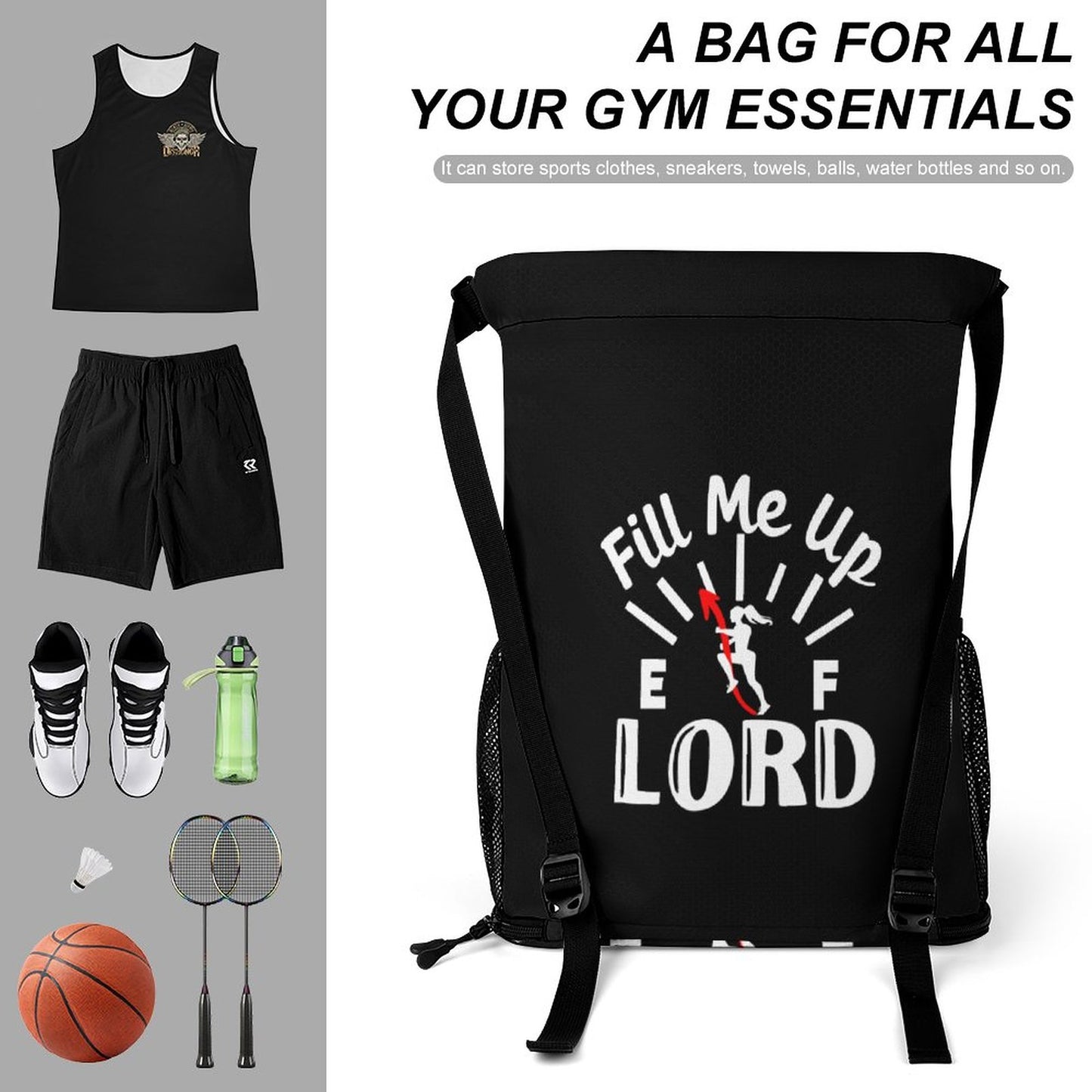 Fill Me Up Lord Christian Waffle Cloth Drawstring Bag