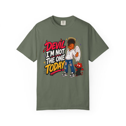 Devil I'm Not the One Today T-Shirt — Funny Angel vs Devil Graphic Tee - ClaimedbyGodDesigns