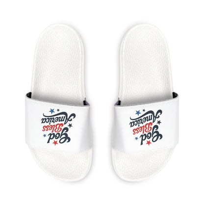 Youth Bless America Sandals, Removable-Strap Sandals for Kids, Summer Flip Flops, Patriotic Footwear, Memorial Day Slides