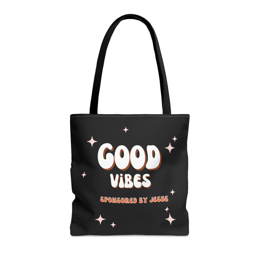 Good Vibes Sponsored By Jesus Christian Tote Bag Printify