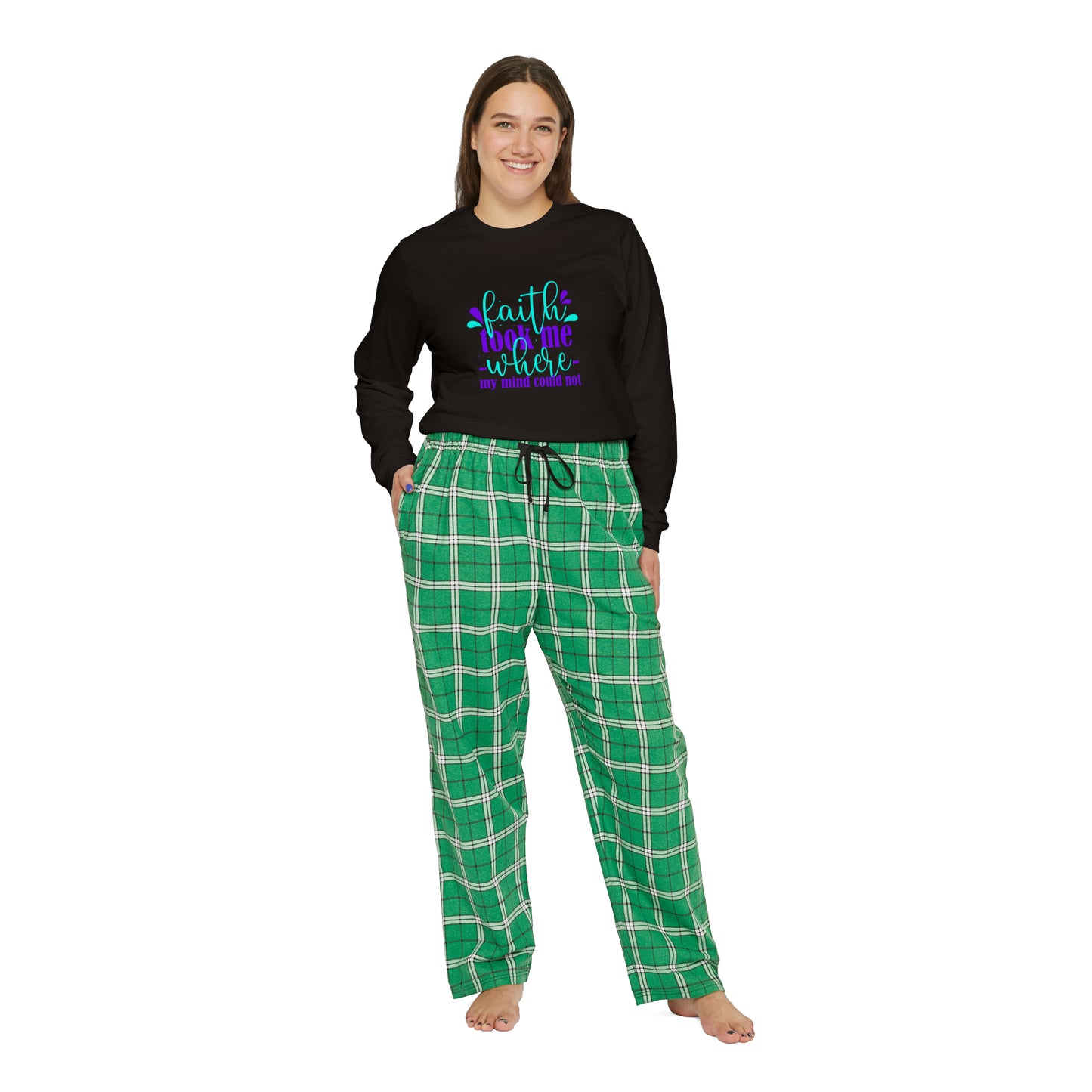 Faith Took Me Where My Mind Couldn't Women's Christian Long Sleeve Pajama Set Printify