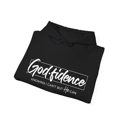 Christian Hooded Sweatshirt -Confidence In Him Knowing I Can't But He Can