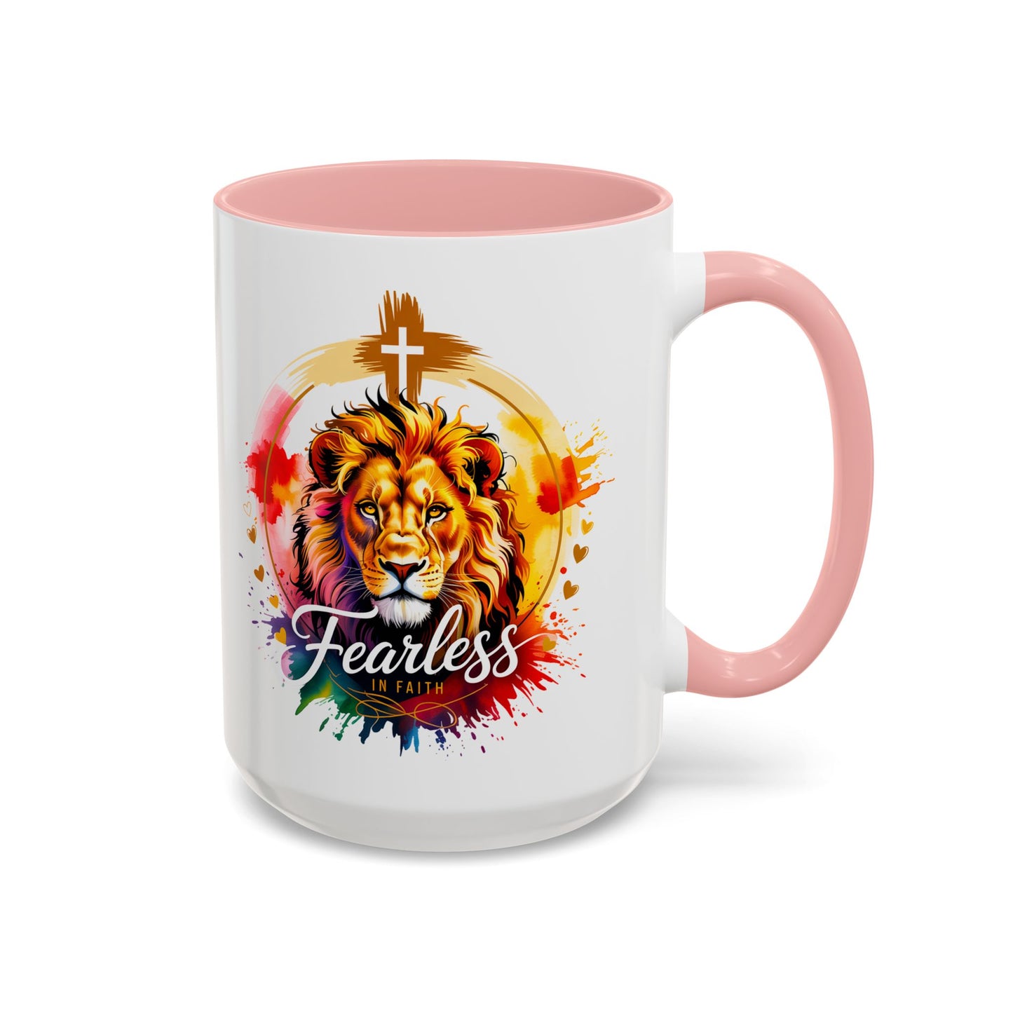 Fearless in Faith Lion Coffee Accent Mug - 11oz & 15oz Inspirational Drinkware
