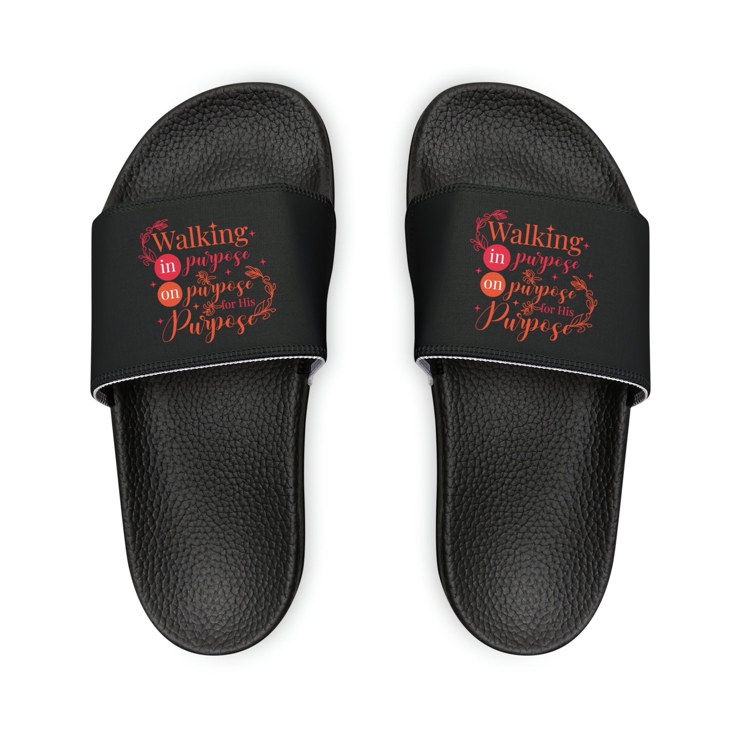 Walking In Purpose On Purpose For His Purpose Women's PU Christian Slide Sandals Printify