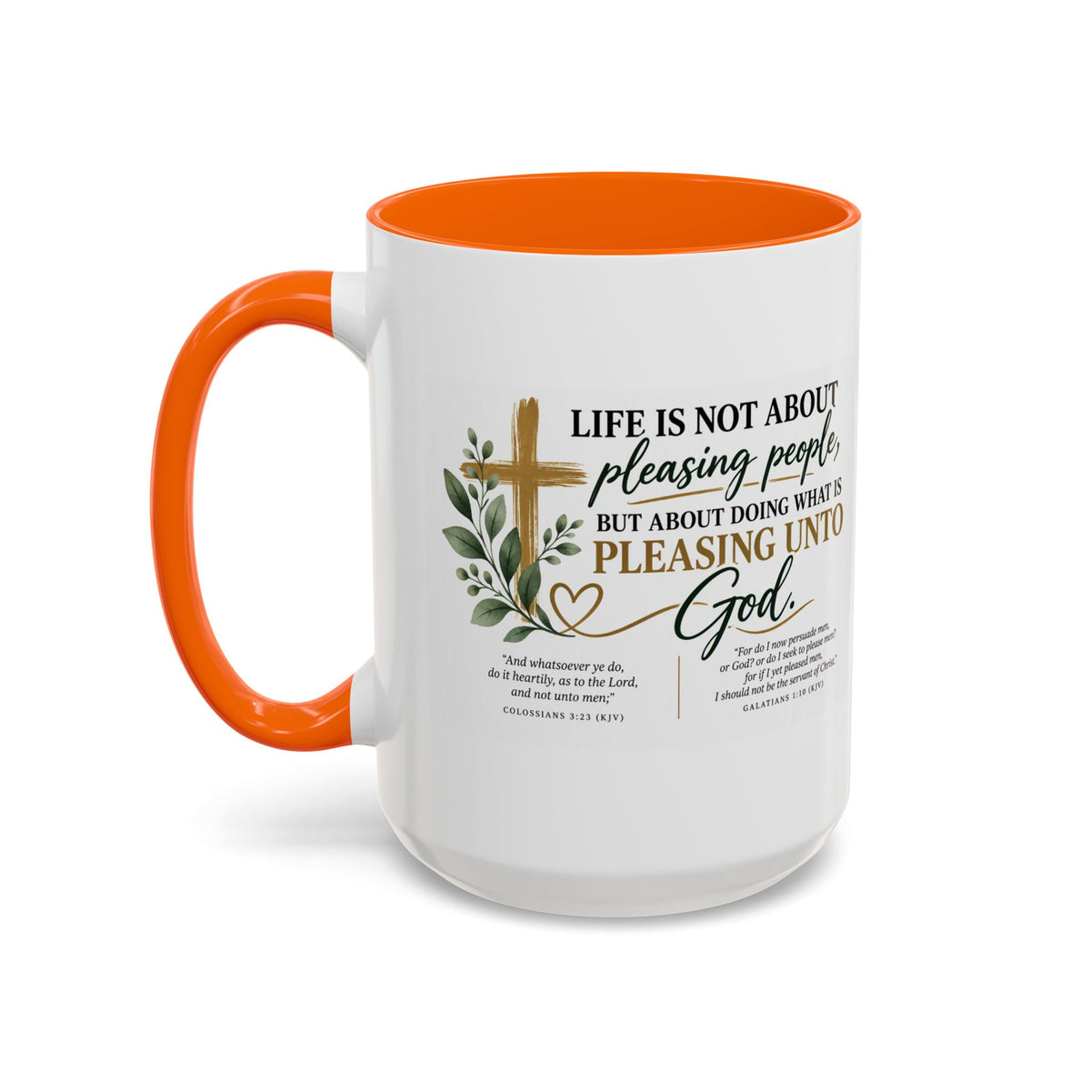 Christian Coffee Mug – "Pleasing Unto God" Inspirational Accent Mug (11/15oz)