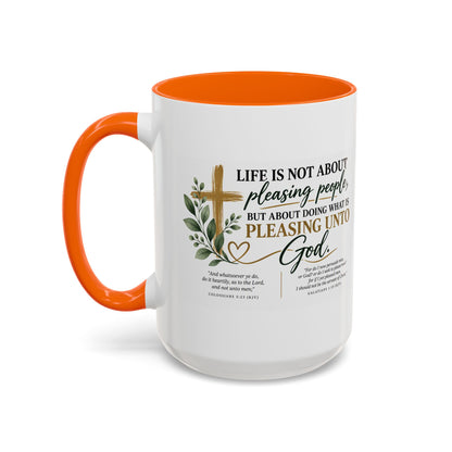 Christian Coffee Mug – "Pleasing Unto God" Inspirational Accent Mug (11/15oz)