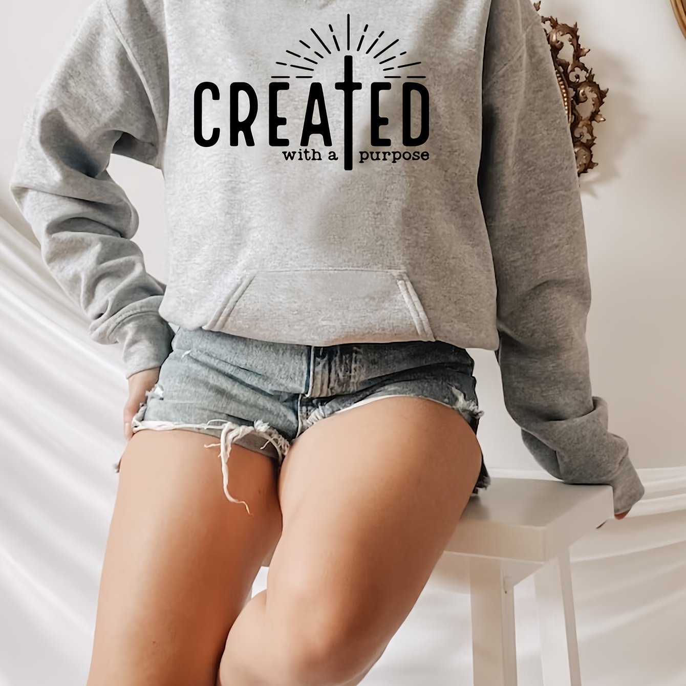 Created With A Purpose Women's Christian Pullover Hooded Sweatshirt claimedbygoddesigns