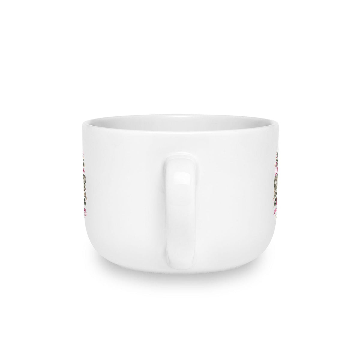 25oz Ceramic Latte Mug — Floral Leopard Accent with Message: “I will stand in grace even in the unknown” - ClaimedbyGodDesigns