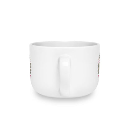 25oz Ceramic Latte Mug — Floral Leopard Accent with Message: “I will stand in grace even in the unknown” - ClaimedbyGodDesigns