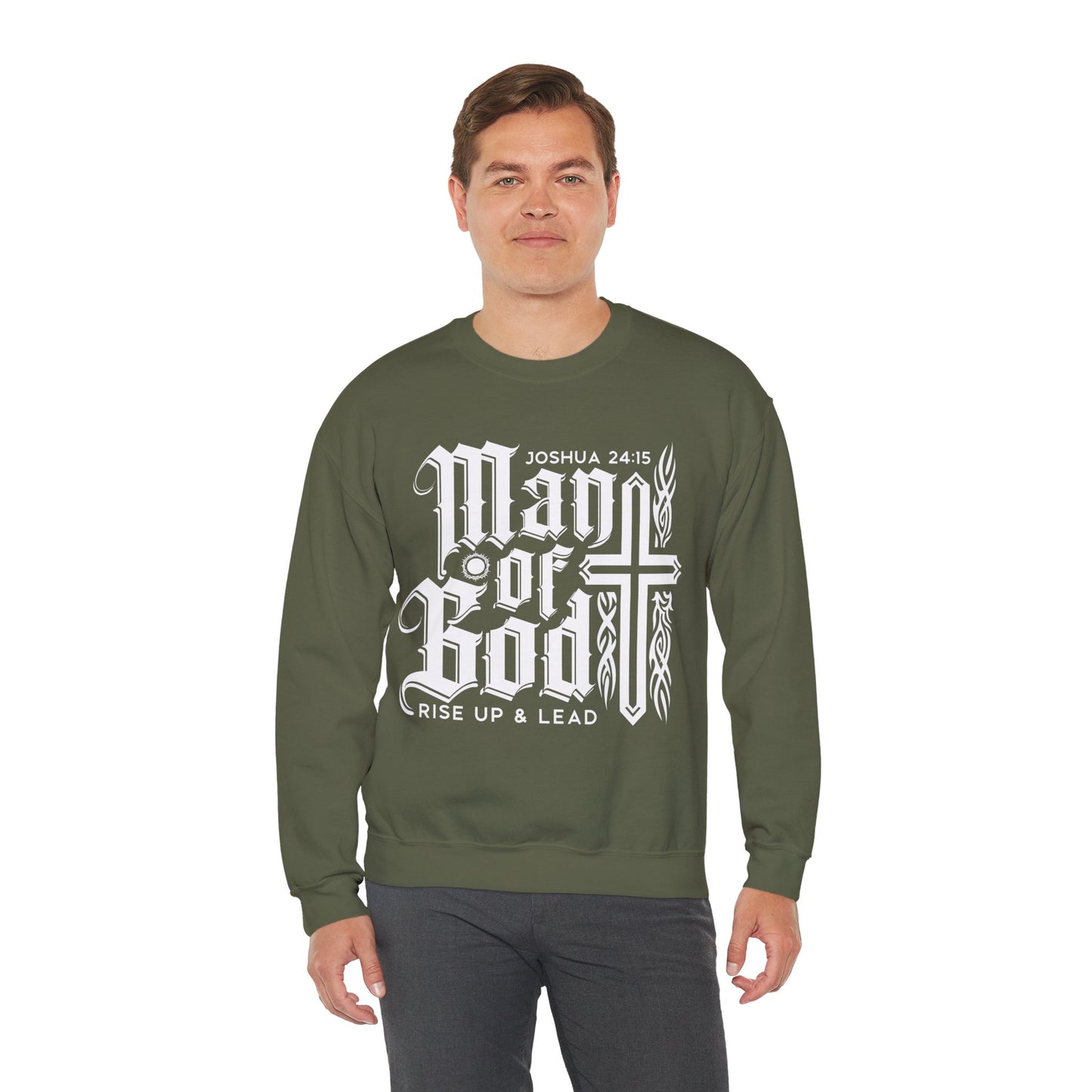 Man Of God Rise Up and Lead Men's Heavy Blend™ Crewneck Christian Sweatshirt