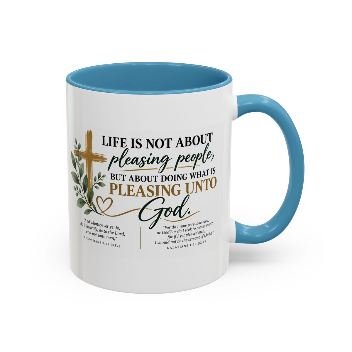 Christian Coffee Mug – "Pleasing Unto God" Inspirational Accent Mug (11/15oz)