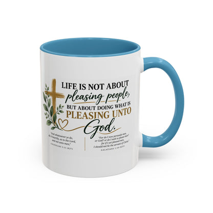 Christian Coffee Mug – "Pleasing Unto God" Inspirational Accent Mug (11/15oz)