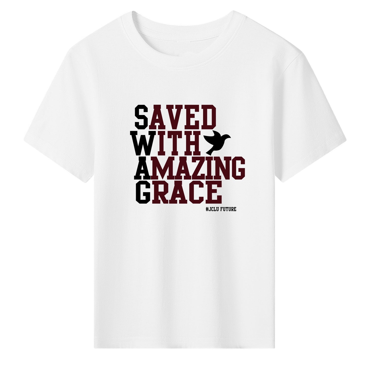 SAVED WITH AMAZING GRACE  Youth Christian T-shirt claimedbygoddesigns