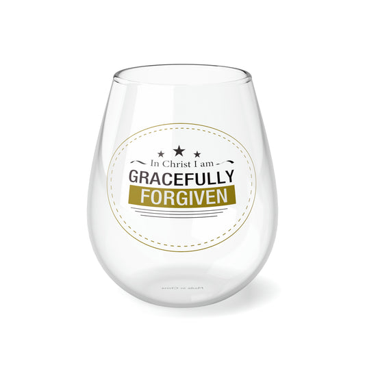 In Christ I Am Gracefully Forgiven Stemless Wine Glass, 11.75oz