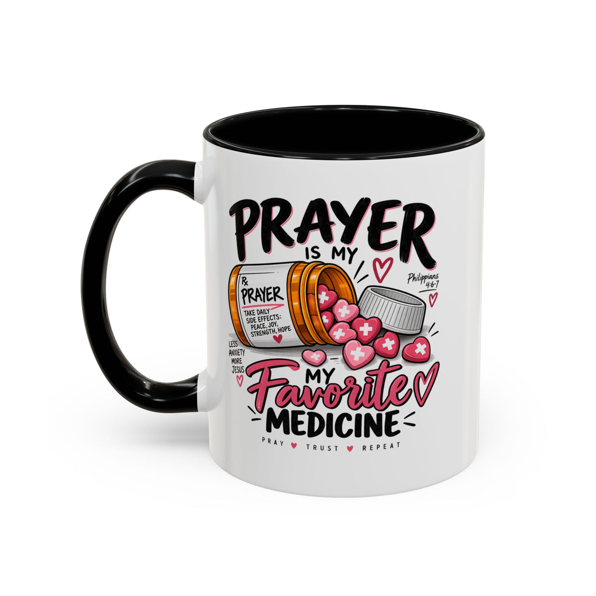 Prayer Is My Favorite Medicine Accent Coffee Mug – Inspirational Religious Gift