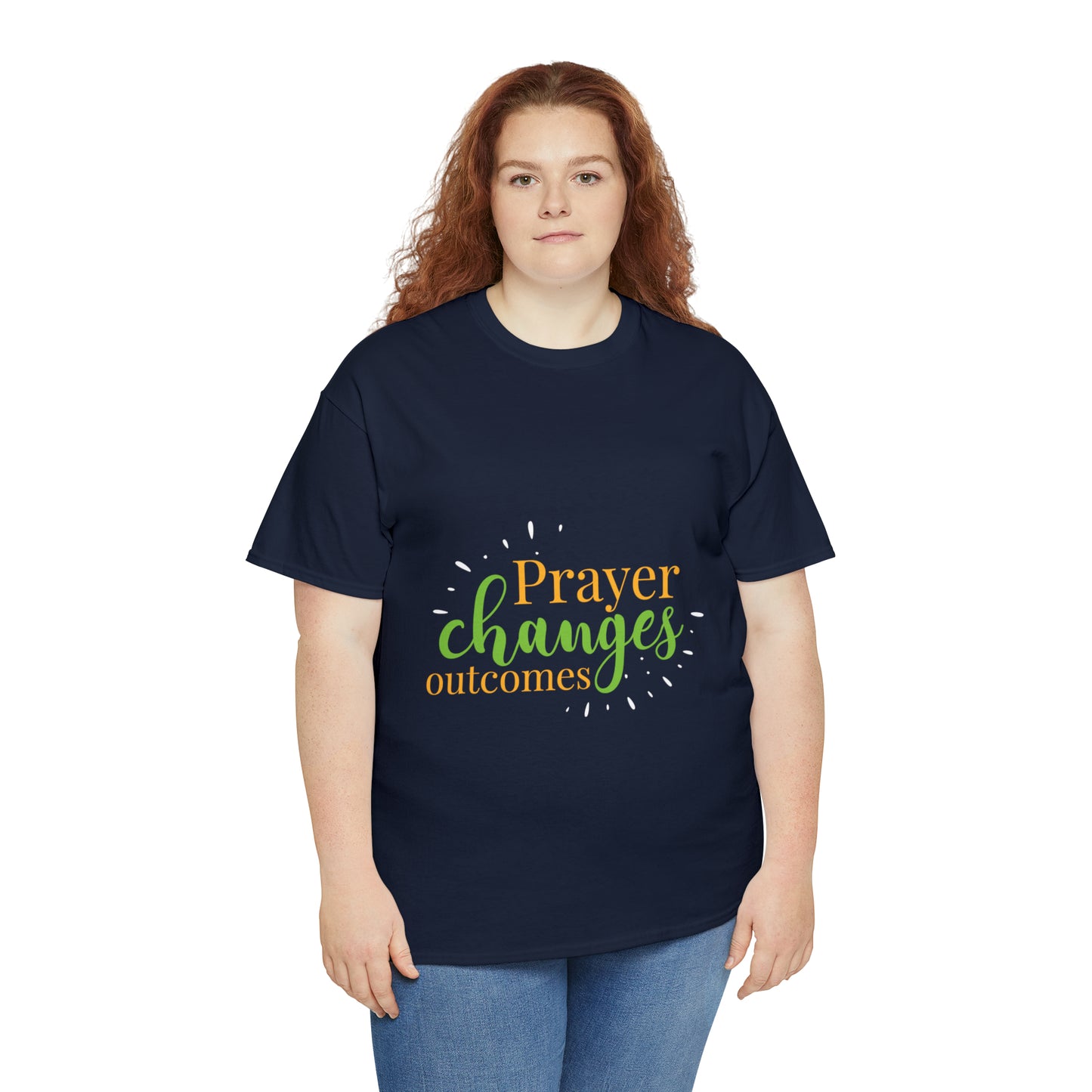 Prayer Changes Outcomes Unisex Heavy Cotton Tee