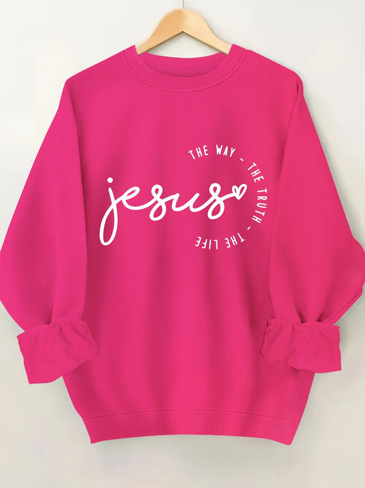 Jesus The Way The Truth The Life Plus Size Women's Christian Pullover Sweatshirt claimedbygoddesigns