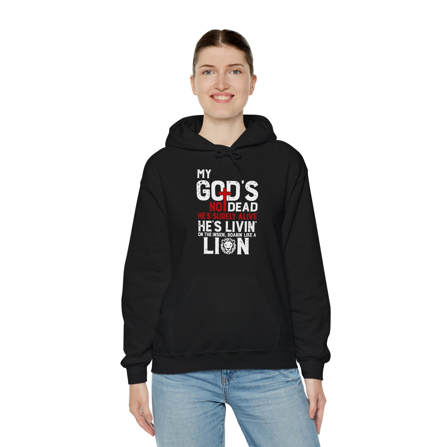 My God's Not Dead He's Surely Alive Unisex Christian Hooded Pullover Sweatshirt