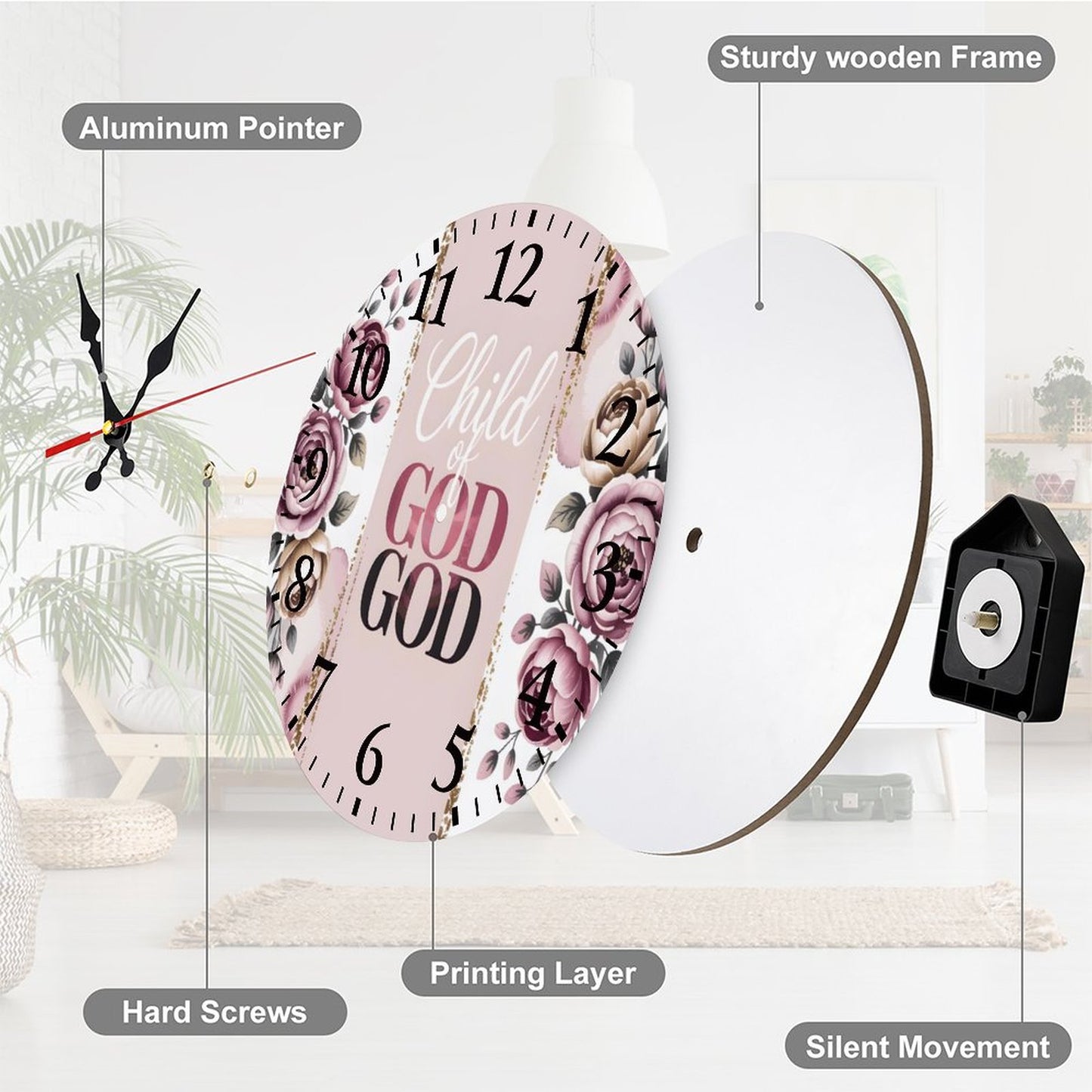 Child Of God Christian Modern Wooden Wall Clock
