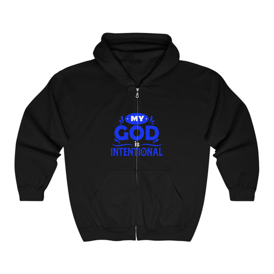 My God Is Intentional Unisex Heavy Blend Full Zip Hooded Sweatshirt