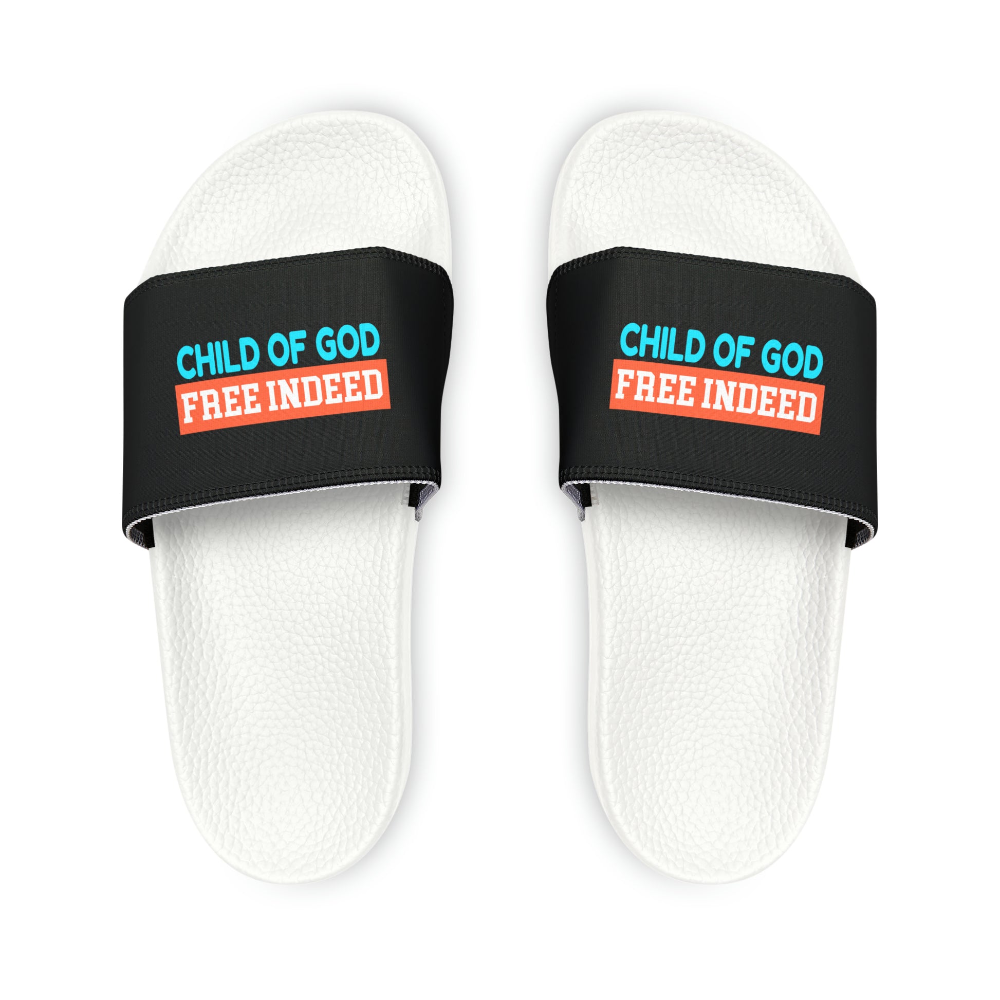 Child Of God Free Indeed Men's PU Christian Slide Sandals Printify
