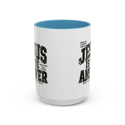 Jesus Is the Answer Christian coffee mug, view 5