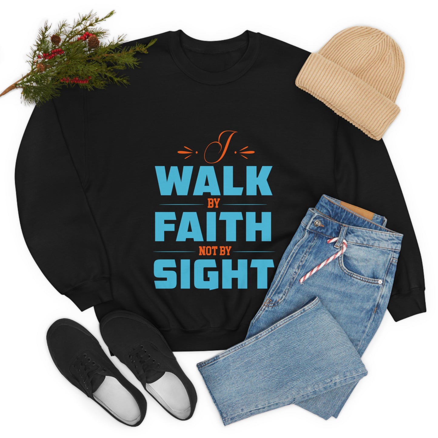 I Walk By Faith Not By Sight Unisex Heavy Blend™ Crewneck Sweatshirt