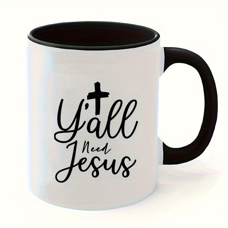 Y'all Need Jesus Christian Black/White Mug, 11.16oz claimedbygoddesigns