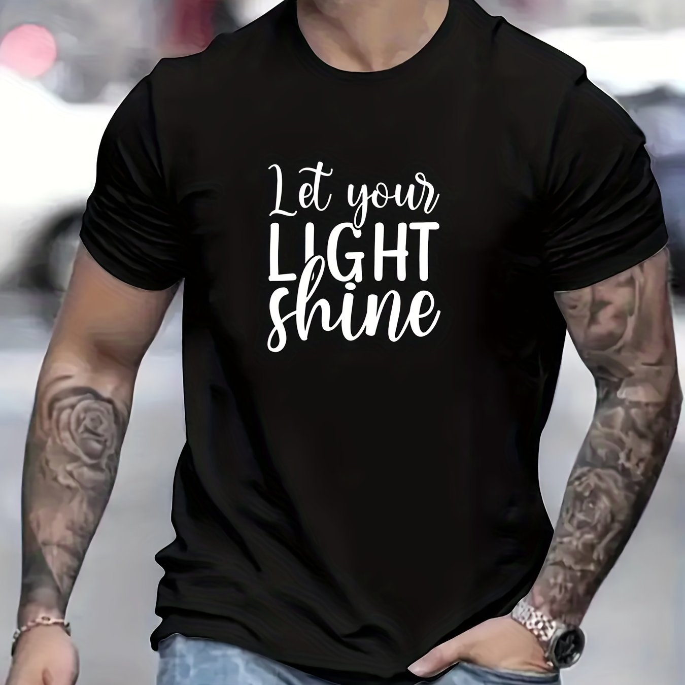 Let Your Light Shine Men's Christian T-shirt claimedbygoddesigns