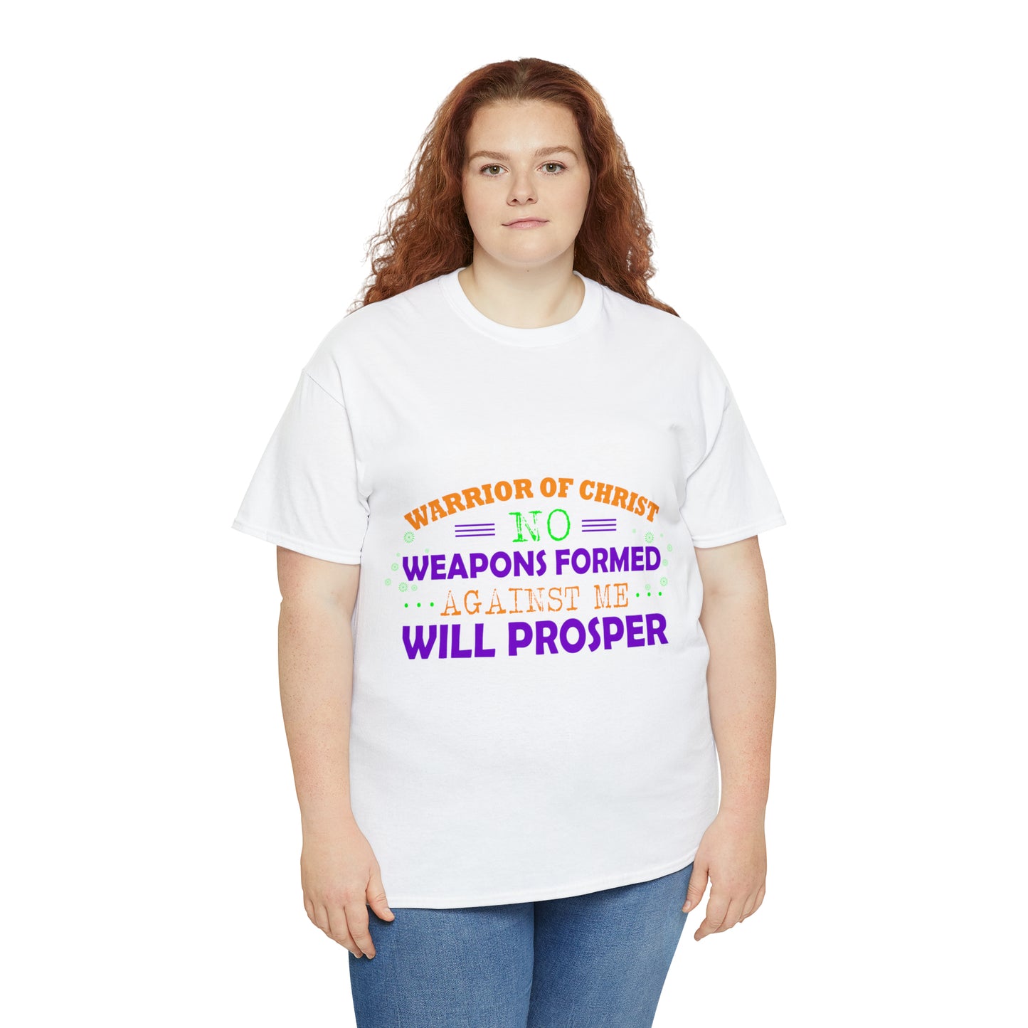 Warrior Of Christ No Weapons Formed Against Me Will Prosper Unisex Heavy Cotton Tee