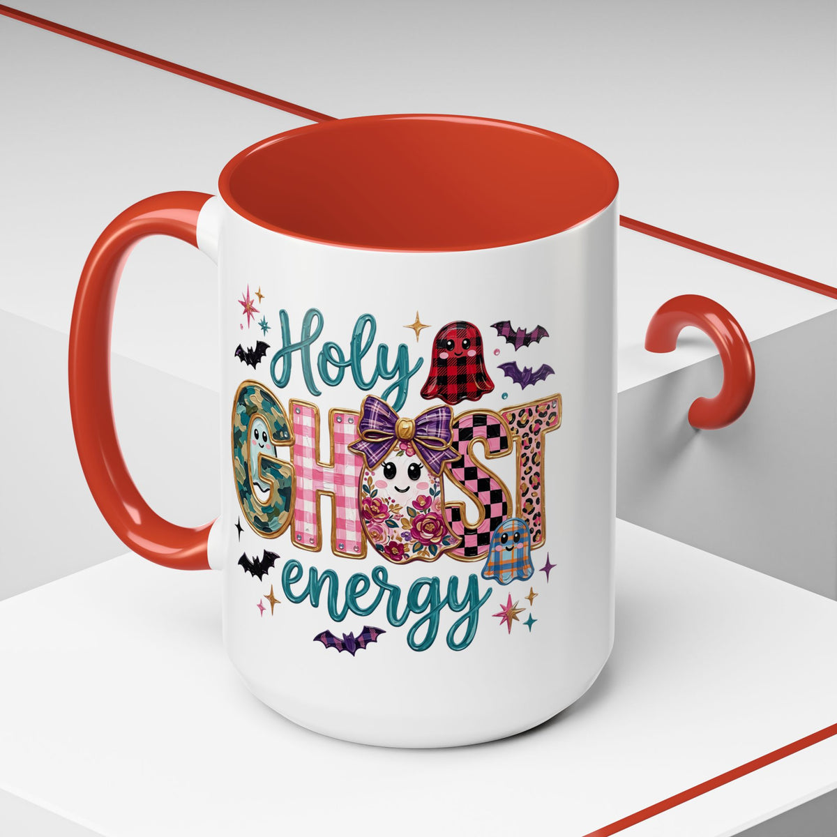 Accent Christian Coffee Mug — "Holy Ghost Energy" Halloween Cute Spooky Ceramic Mug (11/15oz)