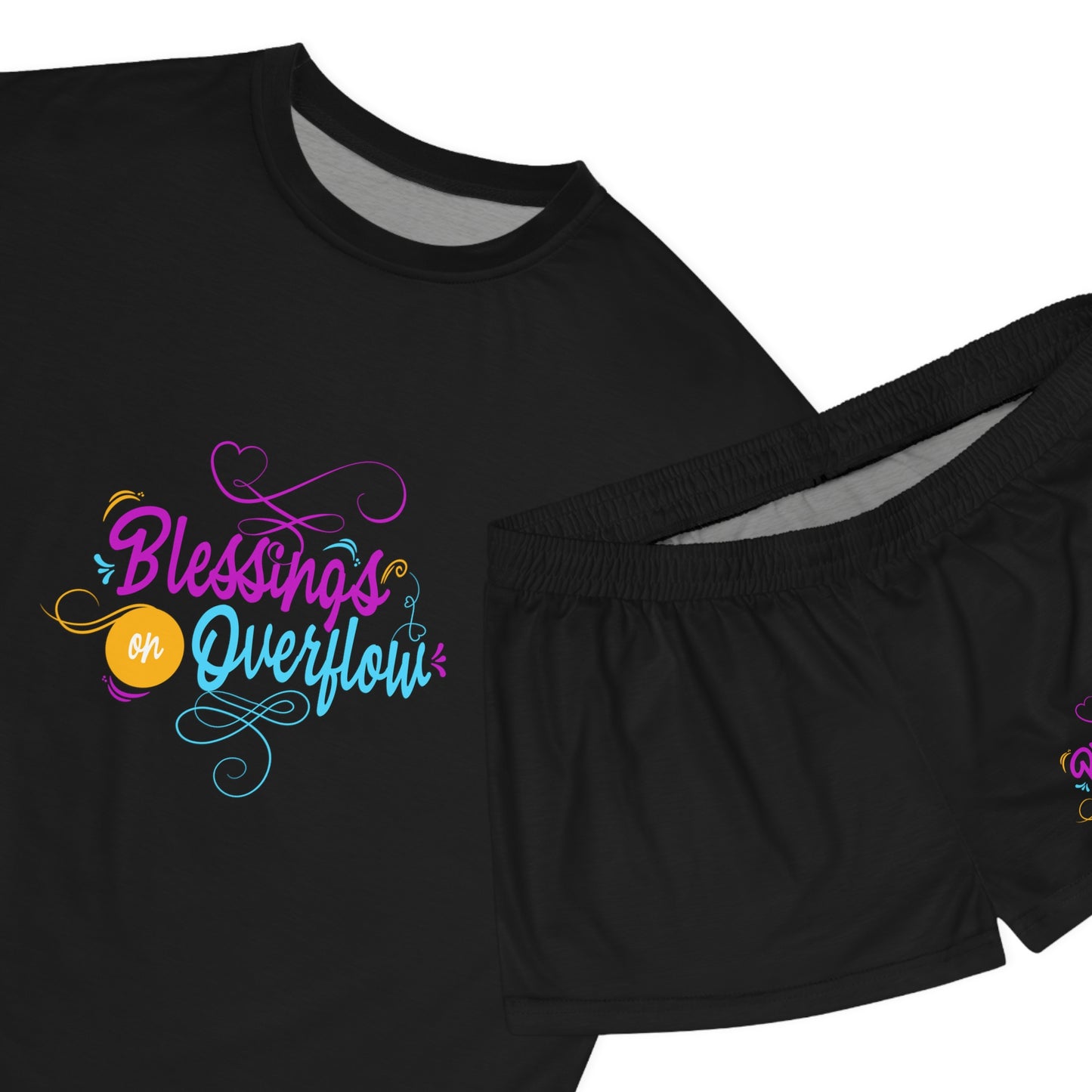 Blessings On Overflow Women's Christian Short Pajama Set Printify